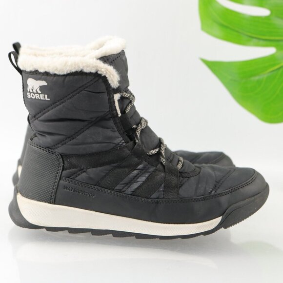 Sorel Women's Whitney II Boot Size 6 Waterproof Short Lace Up Black Nylon Winter - Picture 5 of 12